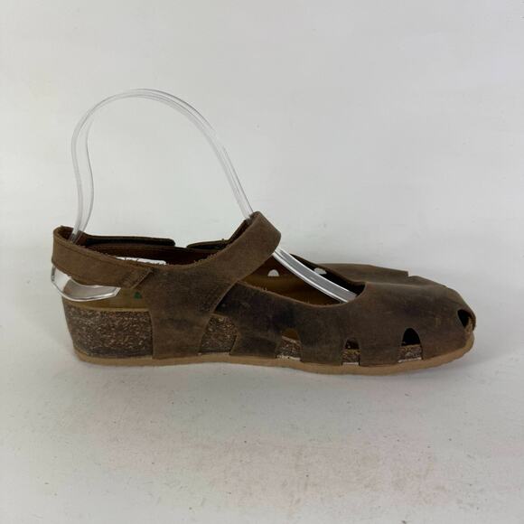 BioNatura Solo Mary Jane Cork Sandal Women's 8 Brown Distressed Leather Slip-On - Picture 3 of 10